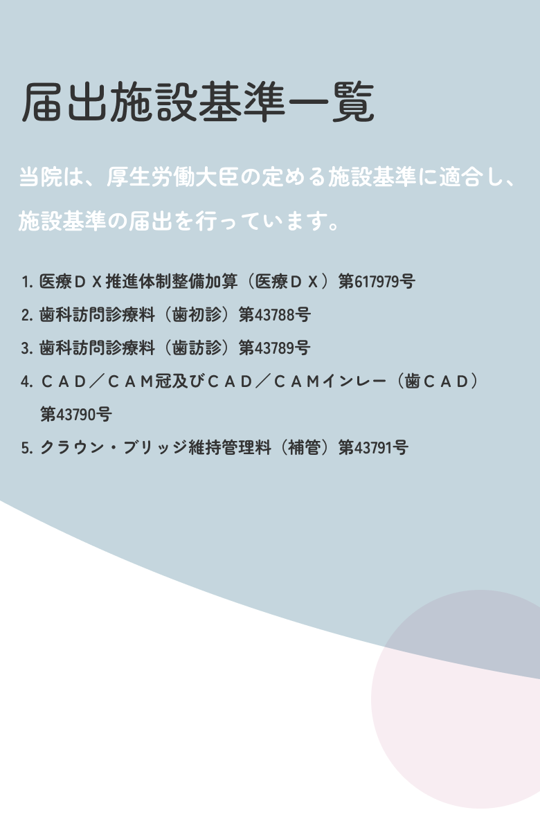 届出施設基準一覧